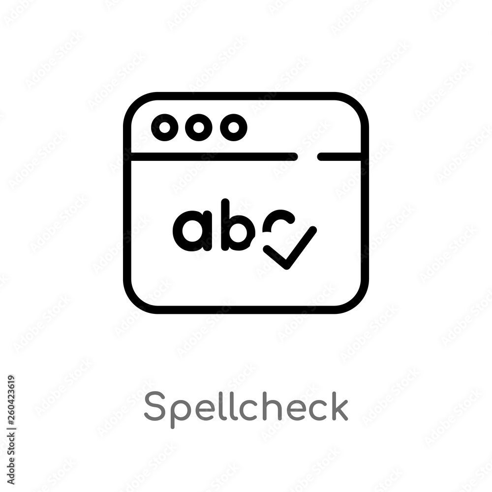 outline spellcheck vector icon. isolated black simple line element illustration from user interface concept. editable vector stroke spellcheck icon on white background outline spellcheck vector icon. isolated black simple line element illustration from user interface concept. editable vector stroke spellcheck icon on white background