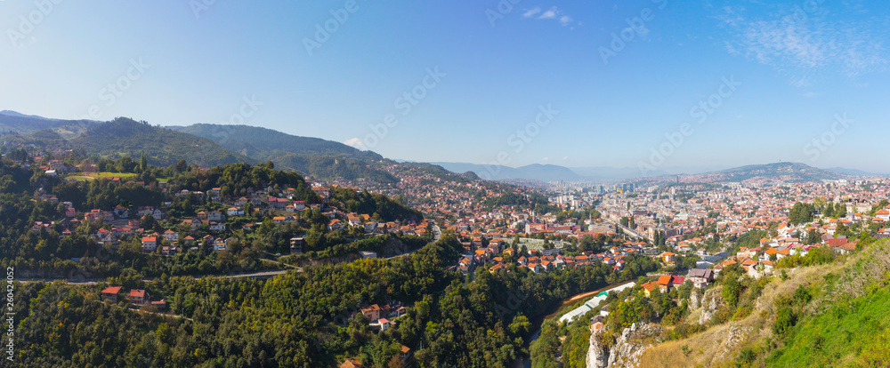 View from the high point to Sarajevo  in the morning. Bosnia and Herzegovina