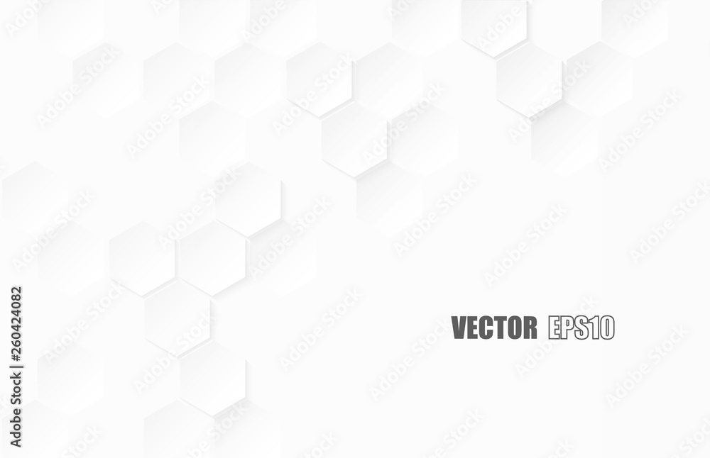 Abstract. Hexagon paper geometric. white Background ,light and shadow .Vector. - obrazy, fototapety, plakaty 