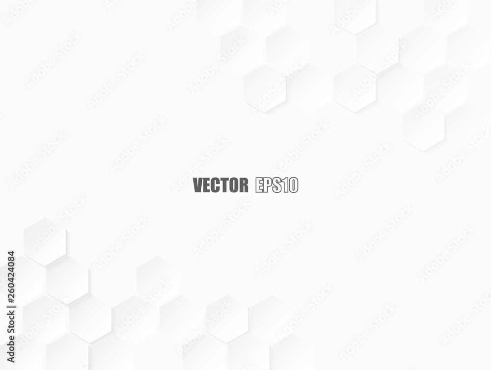 Abstract. Hexagon paper geometric. white Background ,light and shadow .Vector. - obrazy, fototapety, plakaty 