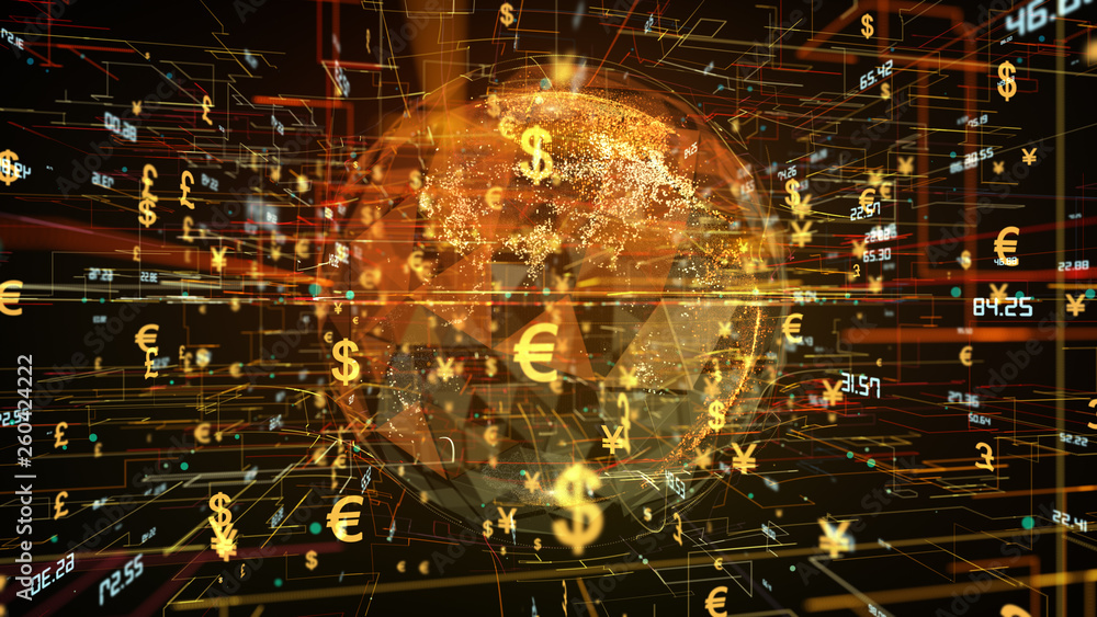 Φωτογραφία Global financial money market exchange with dollar, pound, euro and yen