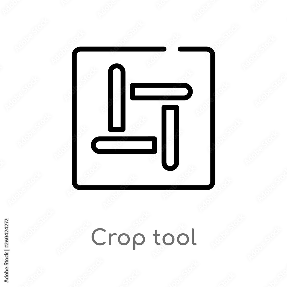 outline crop tool vector icon. isolated black simple line element illustration from user interface concept. editable vector stroke crop tool icon on white background outline crop tool vector icon. isolated black simple line element illustration from user interface concept. editable vector stroke crop tool icon on white background