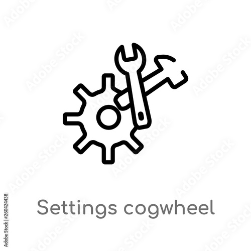 outline settings cogwheel button vector icon. isolated black simple line element illustration from user interface concept. editable vector stroke settings cogwheel button icon on white background