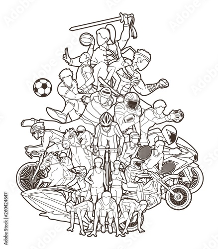 Sport mix , Sport players cartoon graphic vector