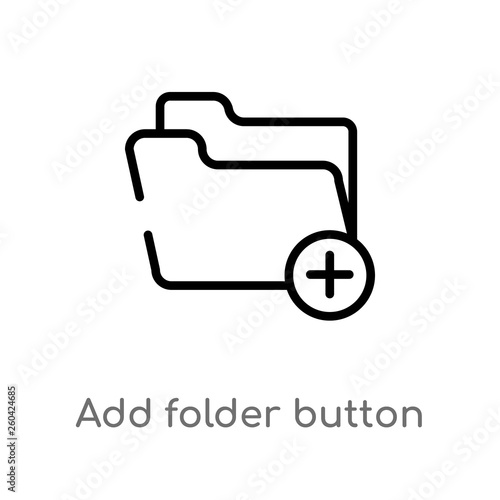 outline add folder button vector icon. isolated black simple line element illustration from user interface concept. editable vector stroke add folder button icon on white background