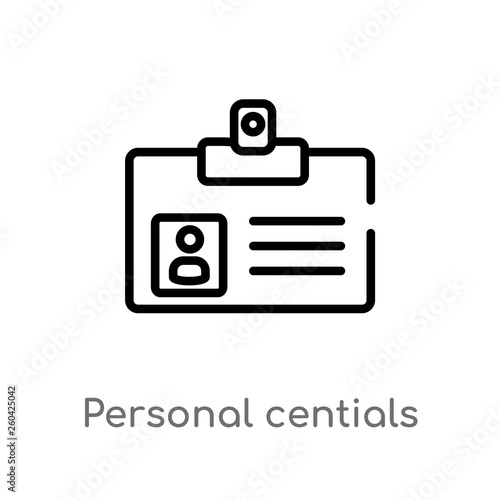 outline personal centials vector icon. isolated black simple line element illustration from user interface concept. editable vector stroke personal centials icon on white background