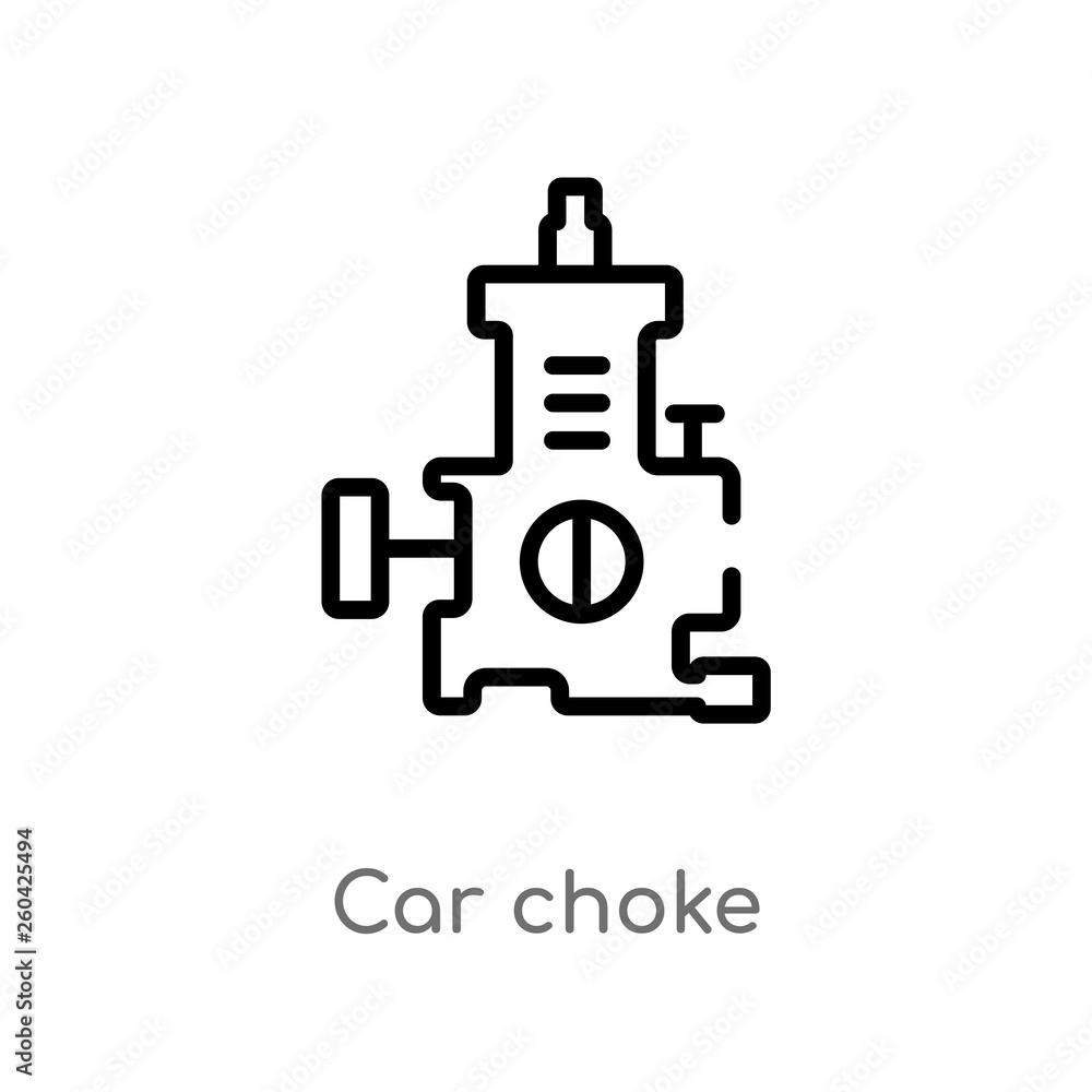 outline car choke vector icon. isolated black simple line element illustration from car parts concept. editable vector stroke car choke icon on white background outline car choke vector icon. isolated black simple line element illustration from car parts concept. editable vector stroke car choke icon on white background
