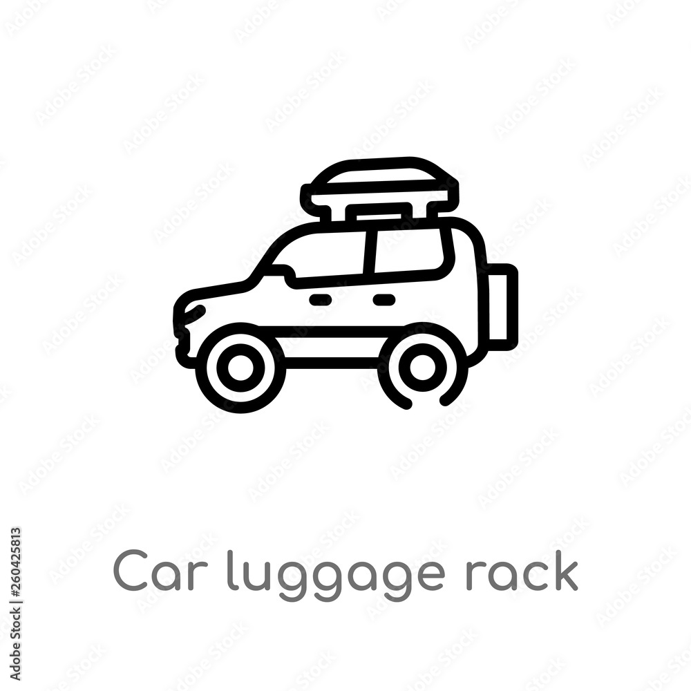 outline car luggage rack vector icon. isolated black simple line element illustration from car parts concept. editable vector stroke car luggage rack icon on white background