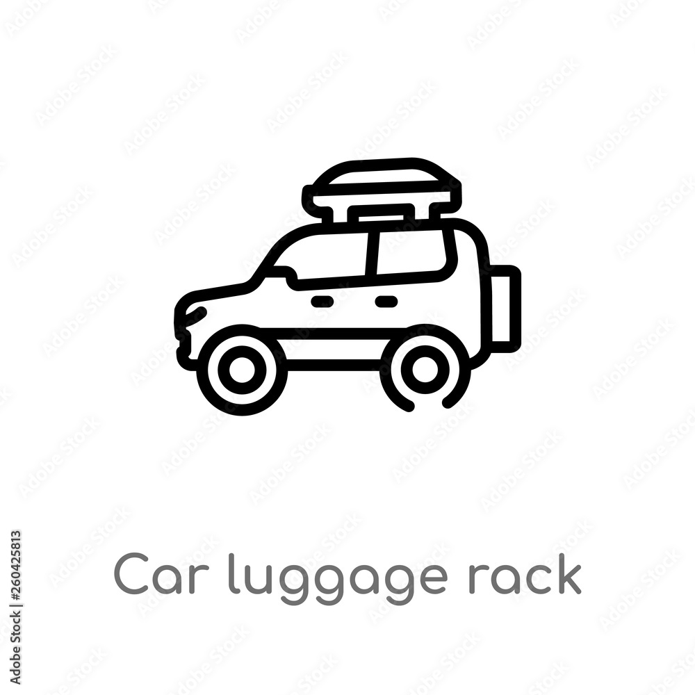 Obraz premium outline car luggage rack vector icon. isolated black simple line element illustration from car parts concept. editable vector stroke car luggage rack icon on white background