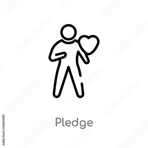 outline pledge vector icon. isolated black simple line element illustration from crowdfunding concept. editable vector stroke pledge icon on white background