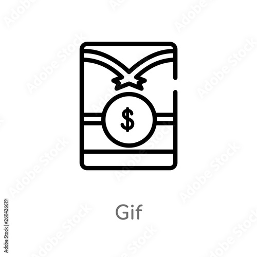 outline gif vector icon. isolated black simple line element illustration from crowdfunding concept. editable vector stroke gif icon on white background