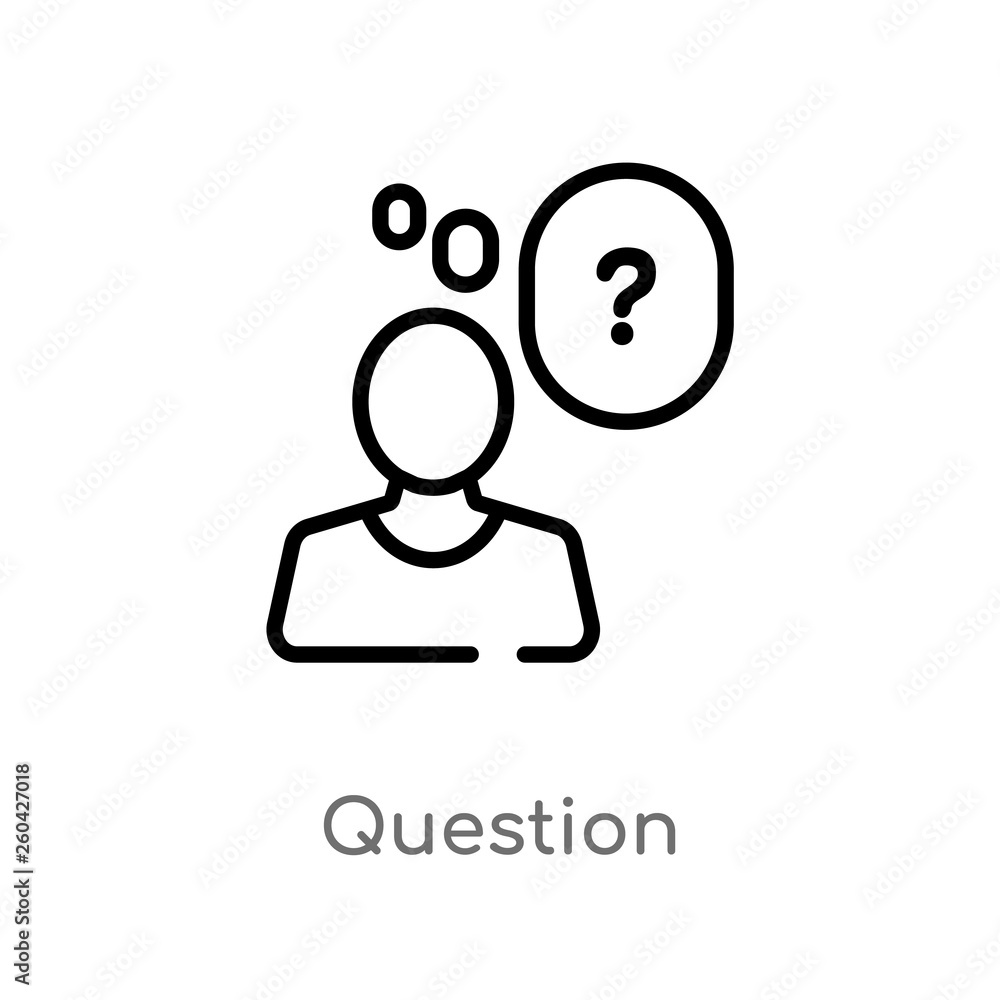 outline question vector icon. isolated black simple line element illustration from customer service concept. editable vector stroke question icon on white background outline question vector icon. isolated black simple line element illustration from customer service concept. editable vector stroke question icon on white background