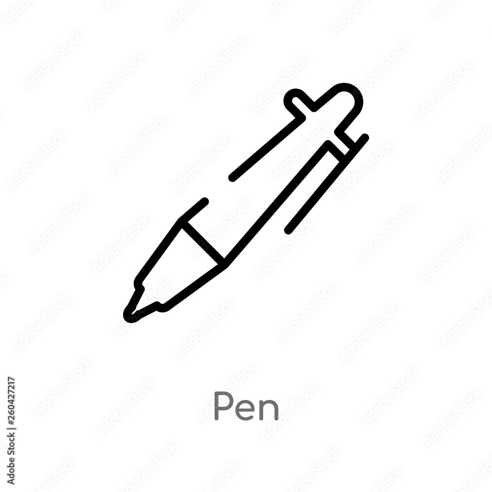 outline pen vector icon. isolated black simple line element illustration from education 2 concept. editable vector stroke pen icon on white background outline pen vector icon. isolated black simple line element illustration from education 2 concept. editable vector stroke pen icon on white background