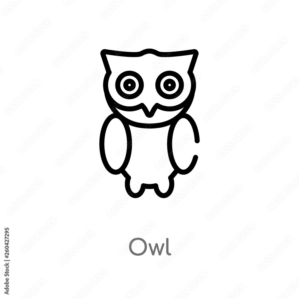 outline owl vector icon. isolated black simple line element illustration from education 2 concept. editable vector stroke owl icon on white background
