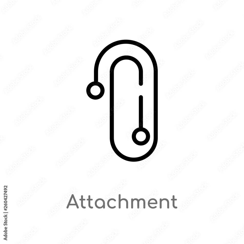 outline attachment vector icon. isolated black simple line element illustration from education 2 concept. editable vector stroke attachment icon on white background outline attachment vector icon. isolated black simple line element illustration from education 2 concept. editable vector stroke attachment icon on white background