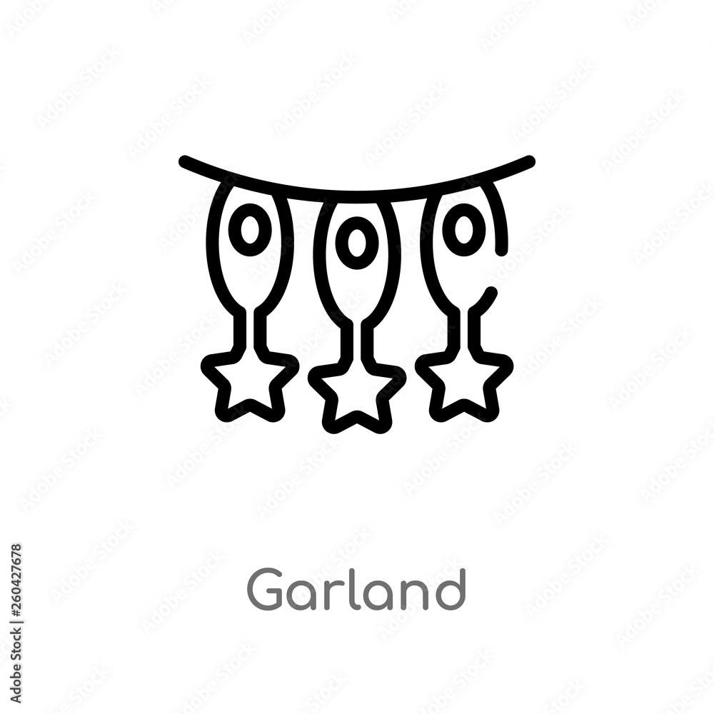 outline garland vector icon. isolated black simple line element illustration from graduation and education concept. editable vector stroke garland icon on white background outline garland vector icon. isolated black simple line element illustration from graduation and education concept. editable vector stroke garland icon on white background
