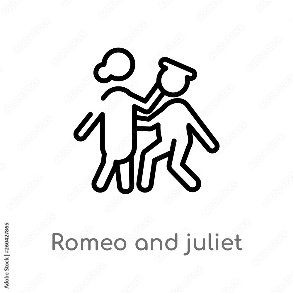 outline romeo and juliet vector icon. isolated black simple line element illustration from literature concept. editable vector stroke romeo and juliet icon on white background outline romeo and juliet vector icon. isolated black simple line element illustration from literature concept. editable vector stroke romeo and juliet icon on white background