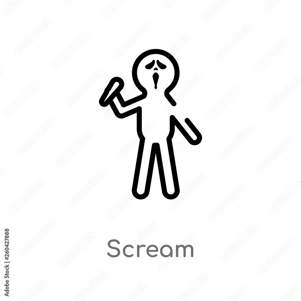 outline scream vector icon. isolated black simple line element illustration from literature concept. editable vector stroke scream icon on white background outline scream vector icon. isolated black simple line element illustration from literature concept. editable vector stroke scream icon on white background