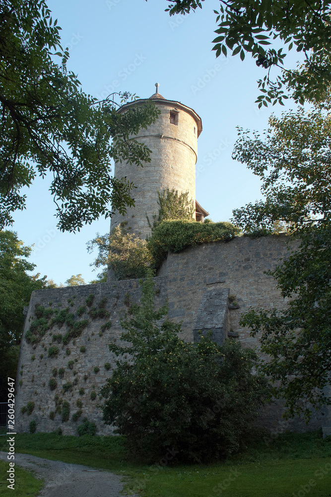 Rothenburg ob der Tauber Germany, round watch tower on city wall