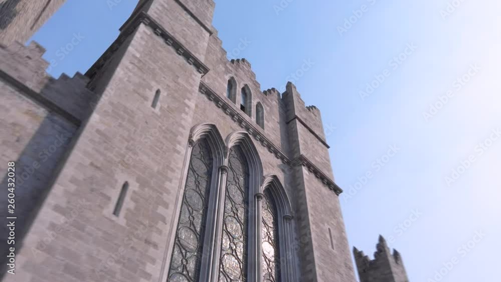 Hyperlapse: Facade of St Patrick's Cathedral in Dublin during the day. 4K Resolution