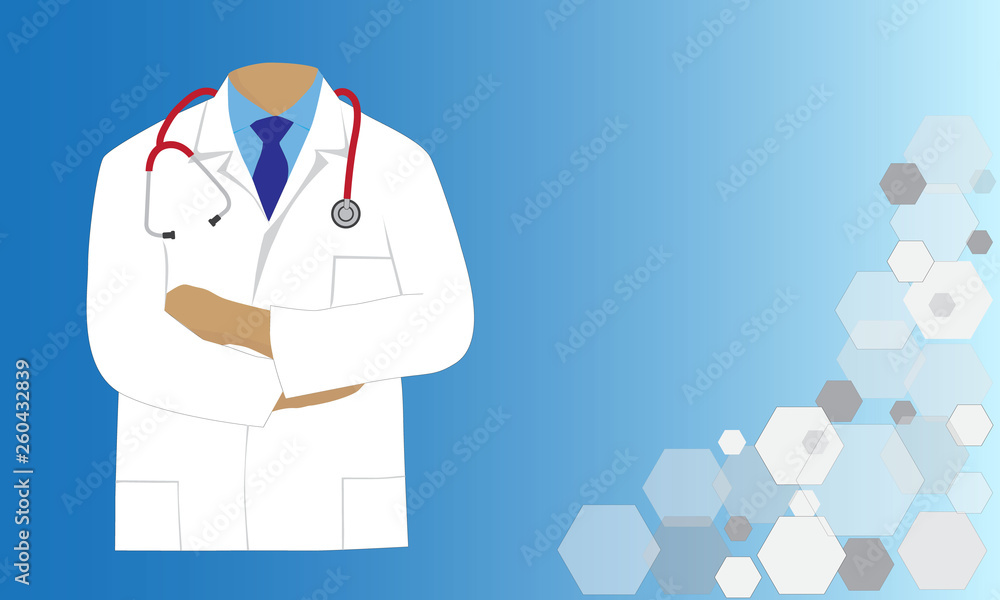 Doctor with stethoscope vector on hexagonal shape background. Healthcare concept graphic design Doctor with stethoscope vector on hexagonal shape background. Healthcare concept graphic design