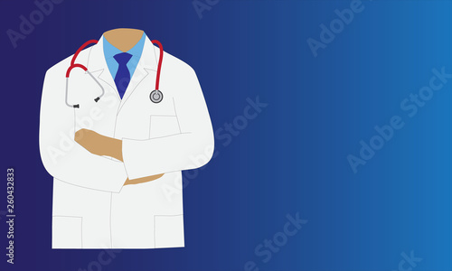 Doctor with stethoscope vector on blue background with copy space. Healthcare concept graphic design