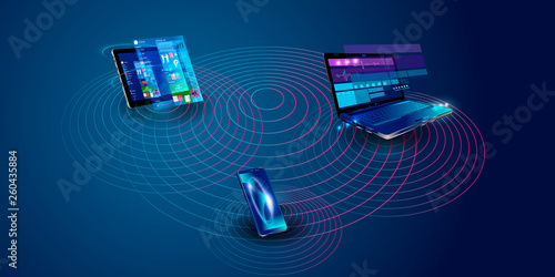 Software, web development, programming concept. Abstract Programming language and program code on screen laptop. Laptop and icons company network . Technology process of Software development