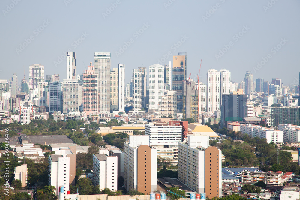 Naklejka premium high buildings panorama downtown of Bangkok City Thailand