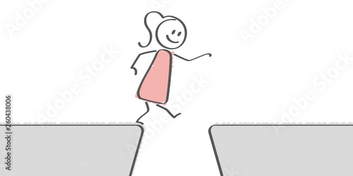 Stick Figure - woman jumping over cliff