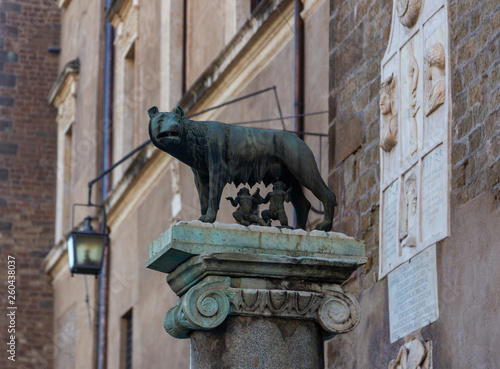 Monument to the she-wolf who raised Romulus and Remus in Rome, Italy