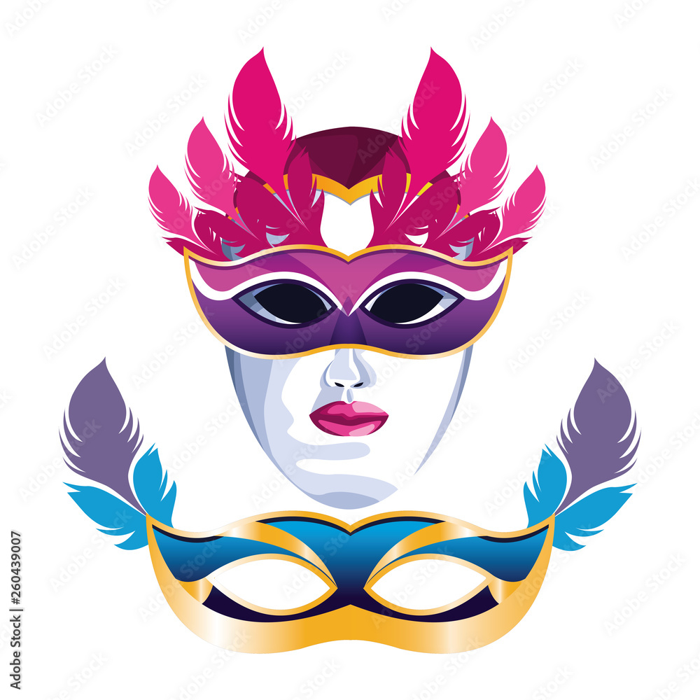 Fototapeta premium masks with feathers