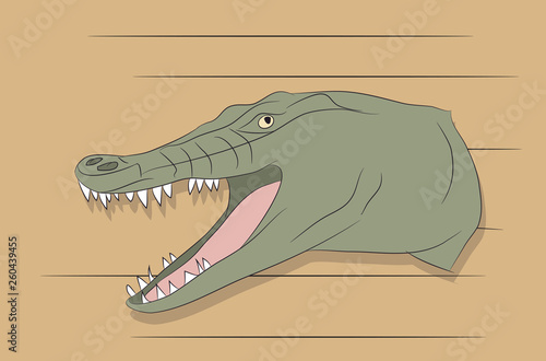 vector illustration of a crocodile portrait, color drawing