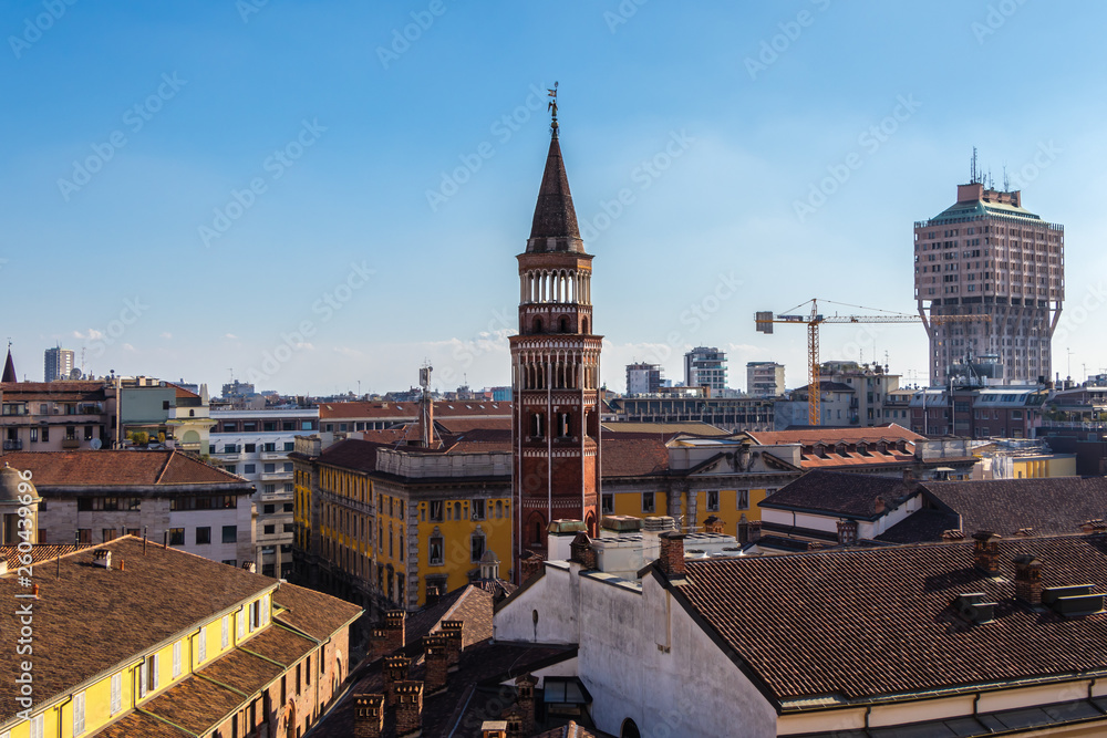 Bell Tower in Saint Gottardo in Corte, Milan, Italy