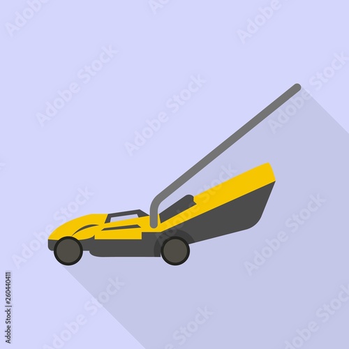 Electric home lawn mower icon. Flat illustration of electric home lawn mower vector icon for web design