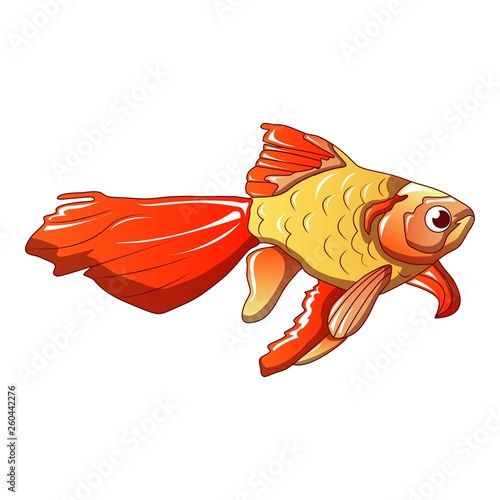Red goldfish icon. Cartoon of red goldfish vector icon for web design isolated on white background photo