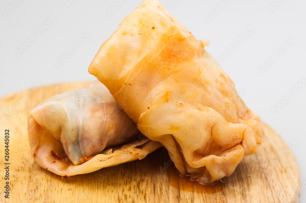 Stuffed cabbage rolls isolated on white background Stuffed cabbage rolls isolated on white background