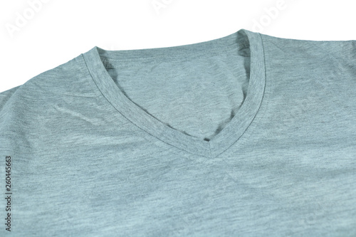 V neck t shirt heather grey color in front view isolated on white background. suitable for mockup template