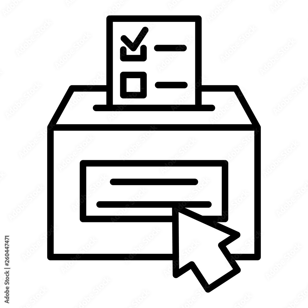 Online ballot box icon. Outline online ballot box vector icon for web design isolated on white background Online ballot box icon. Outline online ballot box vector icon for web design isolated on white background