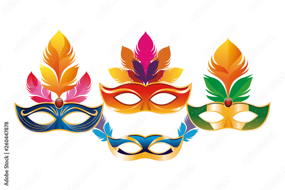 set of masks with feathers set of masks with feathers