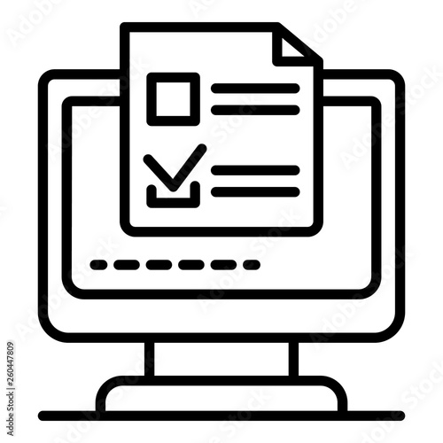 Online monitor vote icon. Outline online monitor vote vector icon for web design isolated on white background