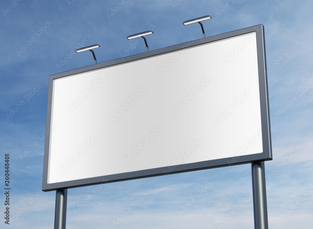Obraz premium 3D rendering of blank billboard (empty advertisement) isolated on white background - mock up template