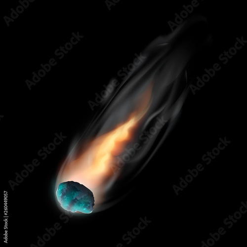 Space meteorite icon. Realistic illustration of space meteorite vector icon for web design