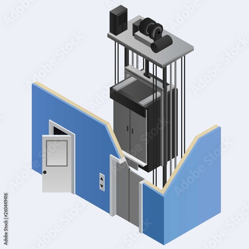 House lift concept background. Isometric illustration of house lift vector concept background for web design