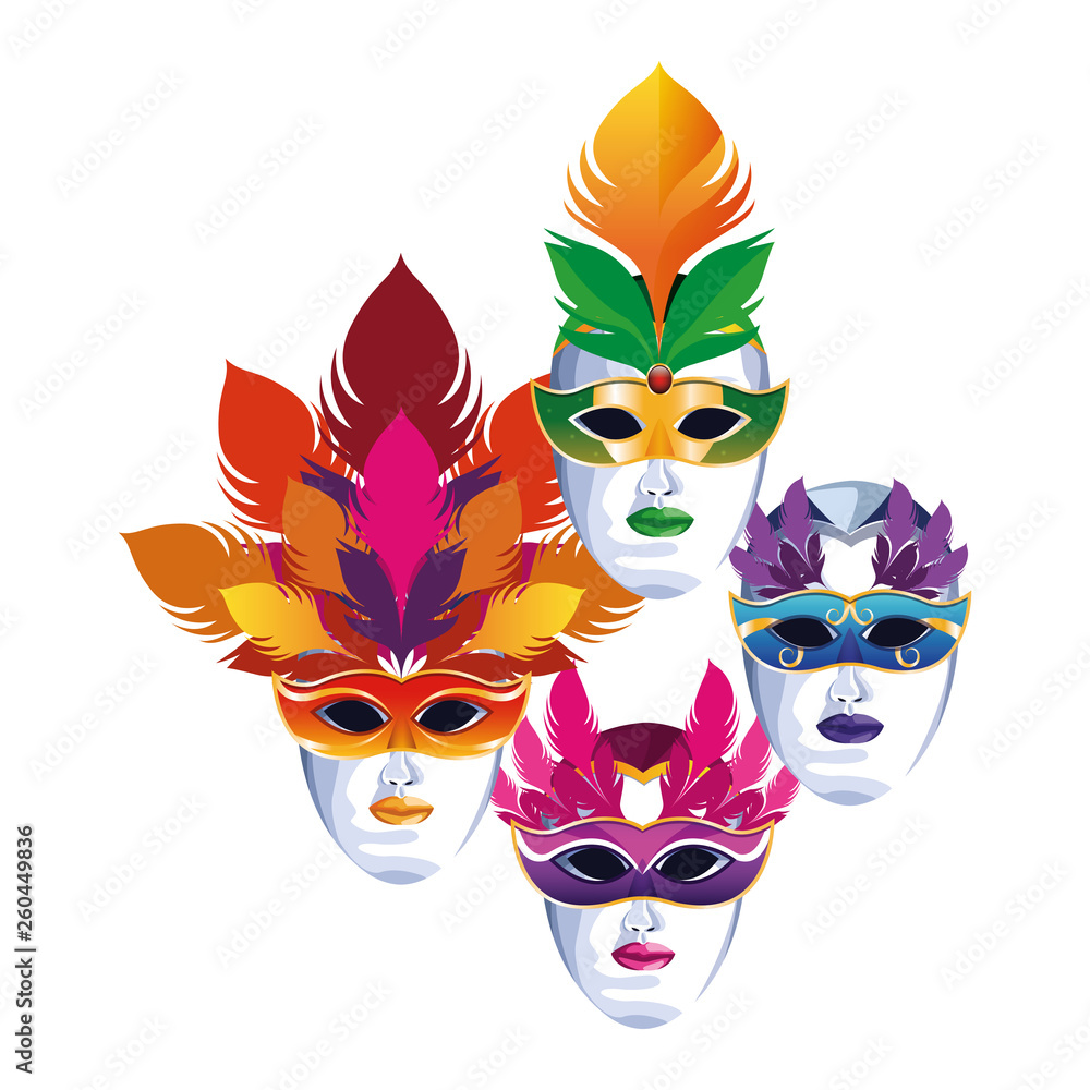 set of masks with feathers set of masks with feathers