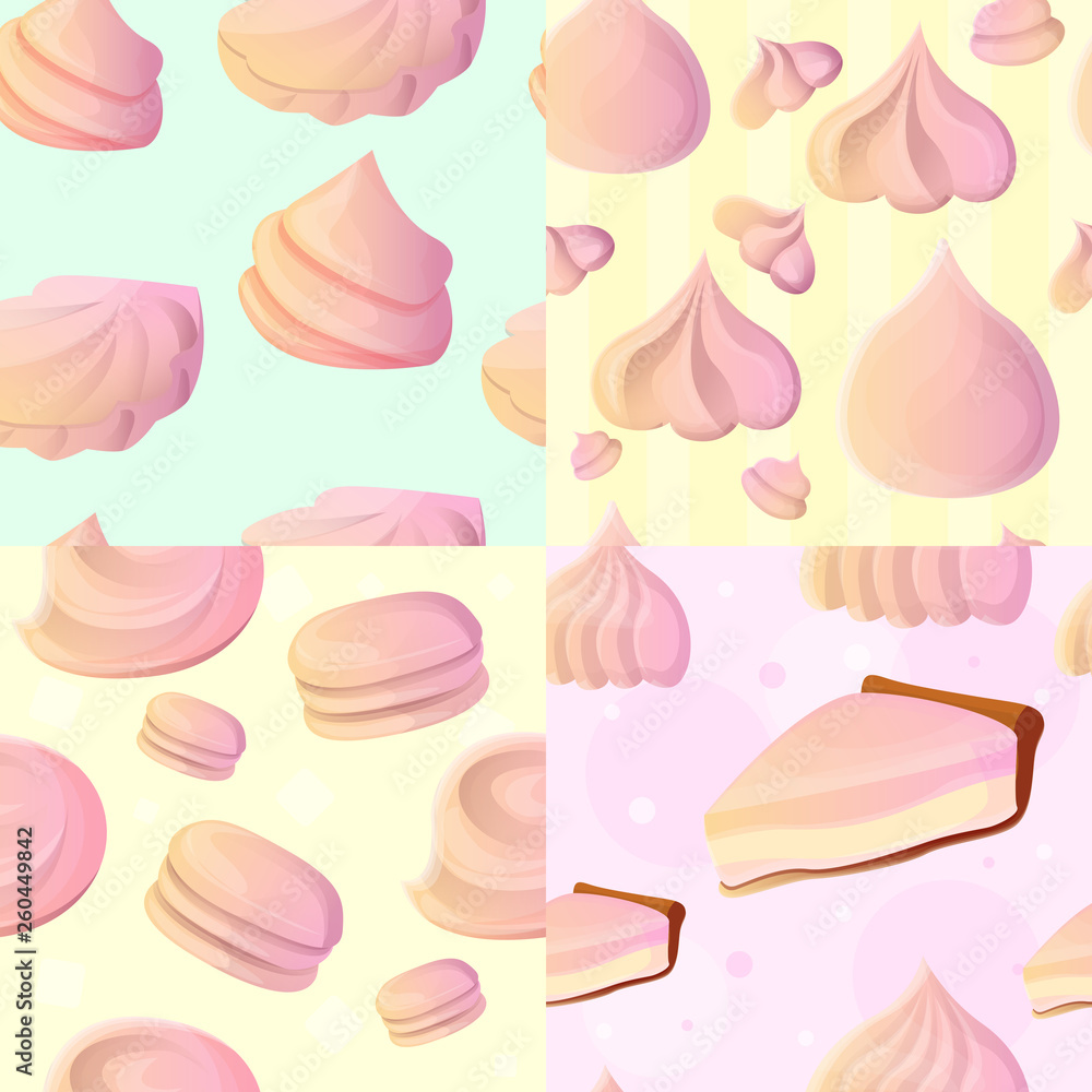 Meringue pattern set. Cartoon illustration of meringue vector pattern set for web design Meringue pattern set. Cartoon illustration of meringue vector pattern set for web design