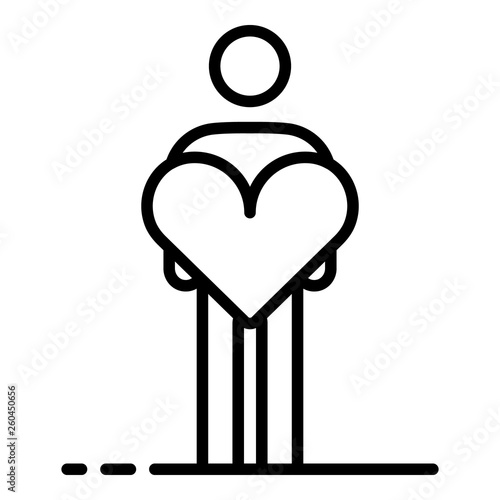 Man take care heart icon. Outline man take care heart vector icon for web design isolated on white background
