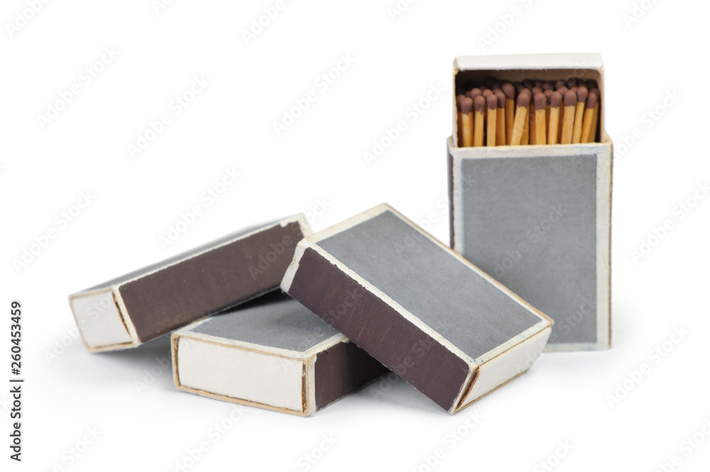 Group of matchboxes isolated