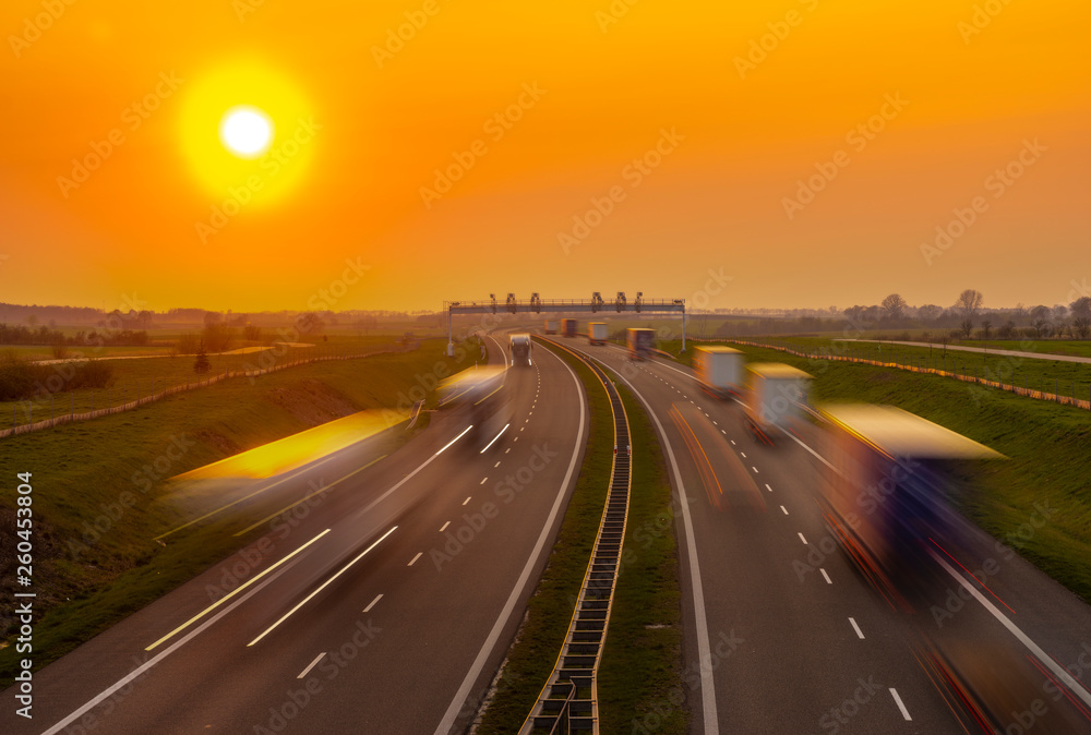 sunset over the highway