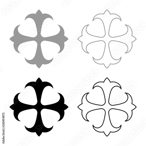 Symbol field lily kreen strong Cross monogram dokonstantinovsky Symbol of the Apostle anchor Hope sign Religious cross icon set black color vector illustration flat style image