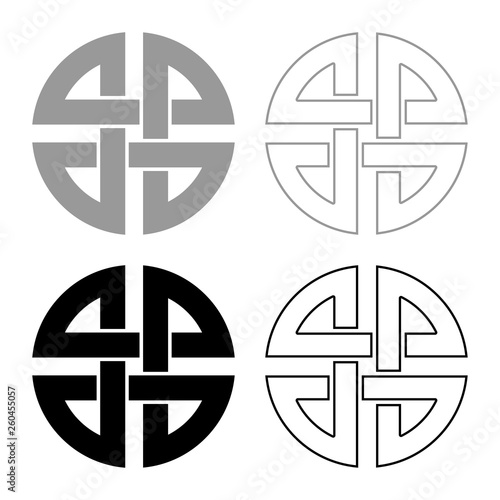 Knot shield symbol of protection Ancient symbol icon set black color vector illustration flat style image